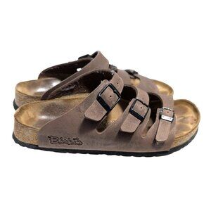 Birkenstock Birkis Florida Mocha Brown Leather Sandals Triple Straps Cork M6 W8
